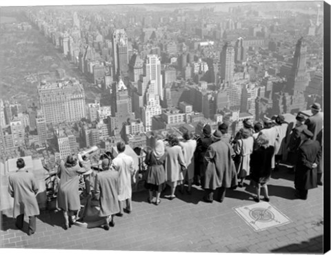 Framed 1940s Tourists Standing On Top Of A Building Print