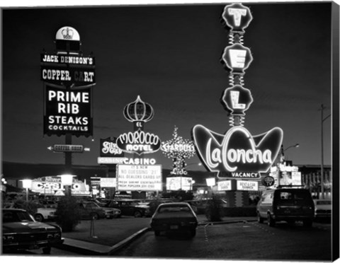 Framed 1980s Night Neon On The Strip Print