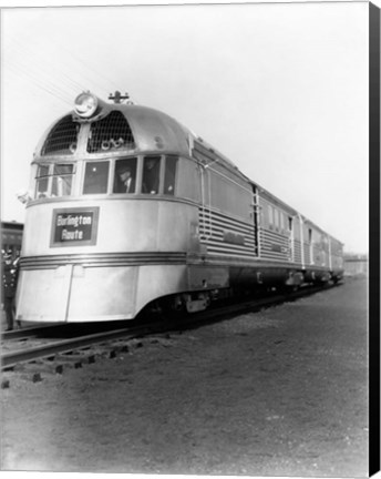 Framed 1930s Zephyr Train Engine Cars Print