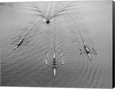 Framed 1950s Aerial View Of Rowing Competition Print