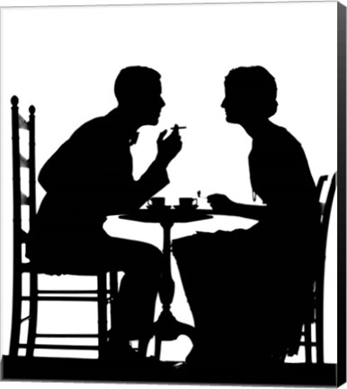 Framed 1920s 1930s Silhouette Of Couple Sitting? Print