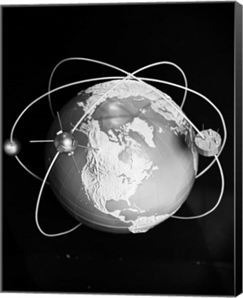Framed 1960s Model Of Earth Print
