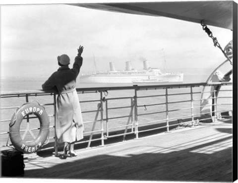 Framed 1930s Back Of Woman On Of Cruise Print