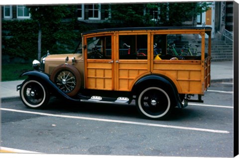 Framed 1930s Wood Body Station Wagon Antique Print