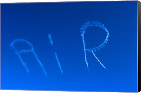 Framed Skywriting The Letters Air In Cloudless Sky Print