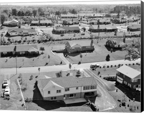 Framed 1950s 1960s Aerial View Of Suburban Housing Print