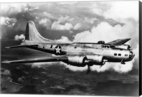 Framed 1940s World War Ii Airplane Boeing B-17E Bomber Print