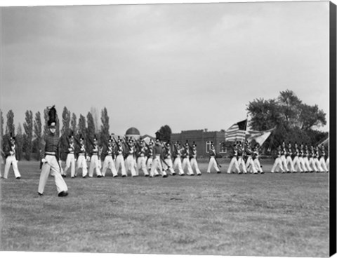 Framed 1940s Students Marching Pennsylvania Military College Print