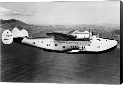 Framed 1930s 1940s Pan American Clipper Flying Boat Print