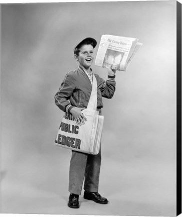 Framed 1950s Shouting Newsboy Print