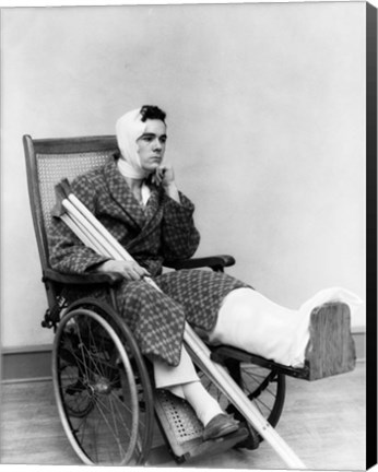 Framed 1930s Man In Wheelchair Print