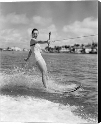 Framed 1950s Smiling Woman In Bathing Suit Print