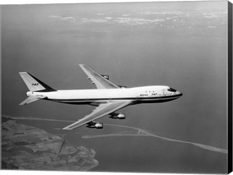 Framed 1960s Boeing 747 In Flight Print