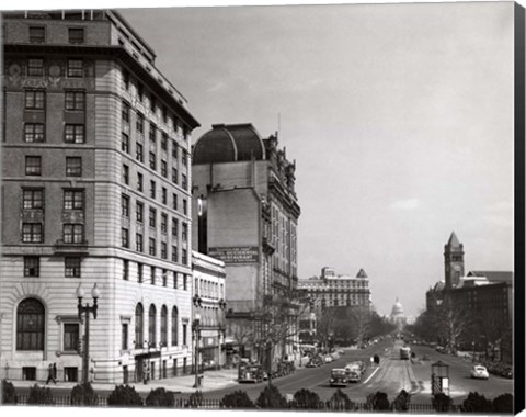 Framed 1940s Pennsylvania Avenue With Capitol Building Print