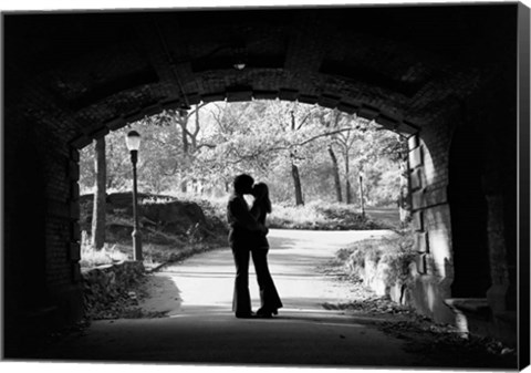 Framed 1960s Silhouette Of Young Couple Print