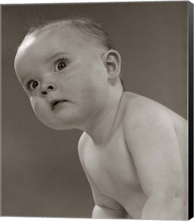 Framed 1950s Portrait Baby Leaning To Side Print