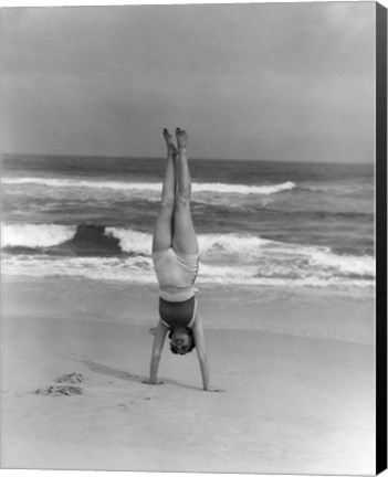 Framed 1930s Woman Doing Handstand Print