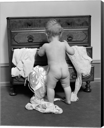 Framed 1930s Rear End View Of Naked Baby Print