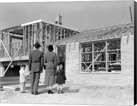 Framed 1950s Family Looking At New Home Print