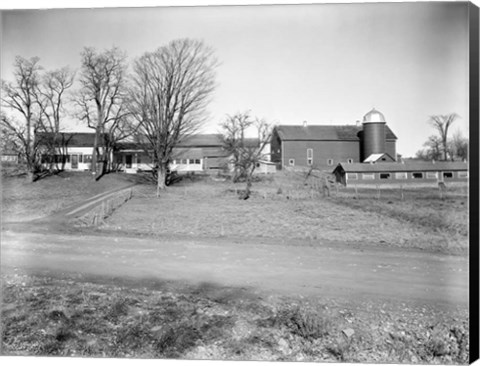 Framed 1920s Rural Farmhouse Farm Barn And Barnyard Print