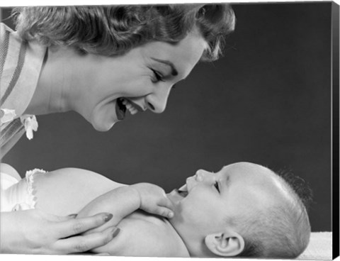 Framed 1950s Close-Up Profile Of Smiling Mother L Print