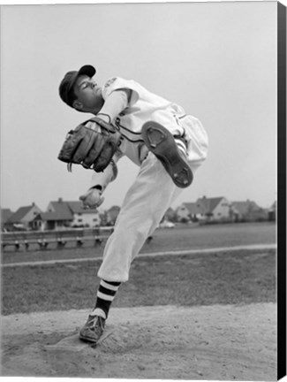Framed 1950s Teen In Baseball Uniform Print