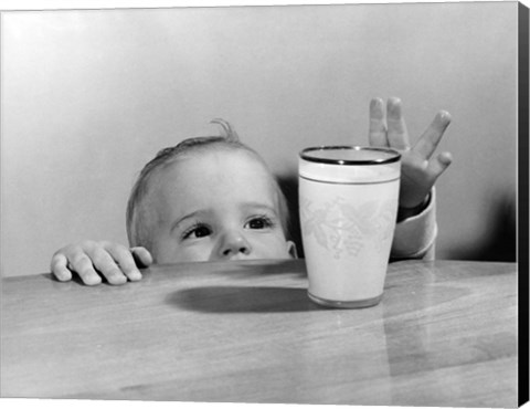 Framed 1950s Toddler Reaching Up Print