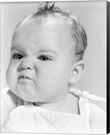 Framed 1950s 1960s Baby Face Expression Angry Sad Retr0 Print