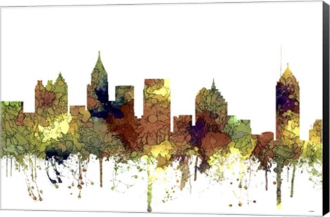 Framed Atlanta Georgia Skyline - Safari Buff Print