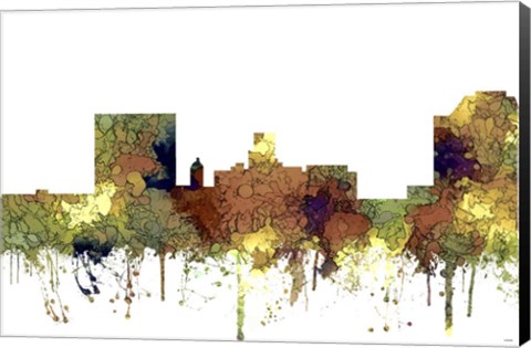 Framed Augusta Georgia Skyline - Safari Buff Print