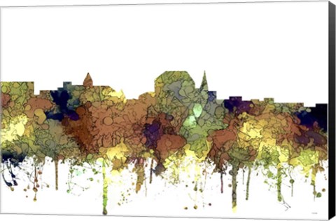 Framed Augusta Maine Skyline - Safari Buff Print