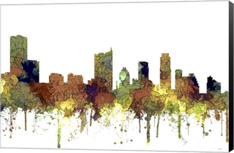 Framed Austin Texas Skyline - Safari Buff Print