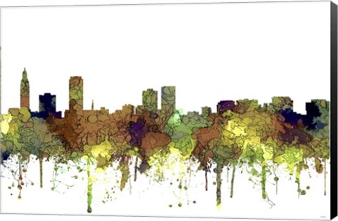 Framed Baton Rouge Louisiana Skyline - Safari Buff Print