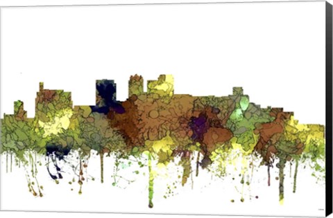 Framed Birmingham Alabama Skyline - Safari Buff Print