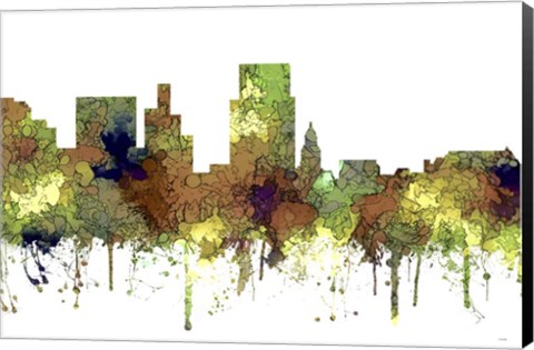 Framed Boise Idaho Skyline - Safari Buff Print