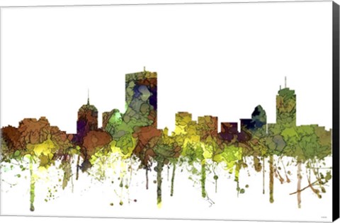 Framed Boston Mas Skyline - Safari Buff Print