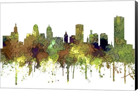 Framed Buffalo New York Skyline - Safari Buff Print