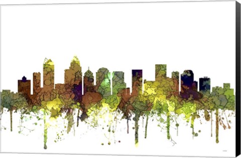 Framed Charlotte Nc Skyline - Safari Buff Print