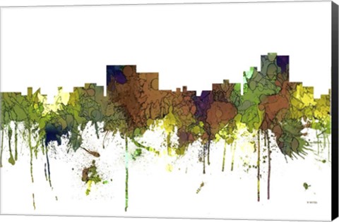 Framed Chatanooga Tennessee Skyline - Safari Buff Print