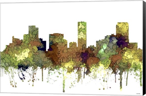 Framed Denver Colorado Skyline - Safari Buff Print