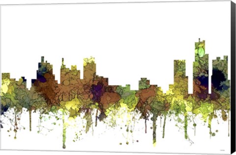 Framed Detroit Michigan Skyline - Safari Buff Print