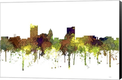 Framed Fort Wayne Indiana Skyline - Safari Buff Print