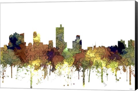 Framed Fort Worth Texas  Skyline - Safari Buff Print