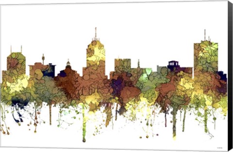 Framed Fresno California Skyline - Safari Buff Print