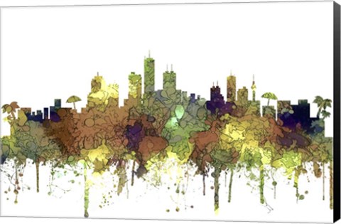 Framed Honolulu Hawaii Skyline 2-  Safari Buff Print