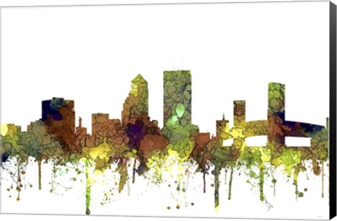 Framed Jacksonville Florida Skyline - Safari Buff Print