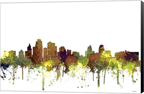 Framed Kansas City Missouri Skyline - Safari Buff Print