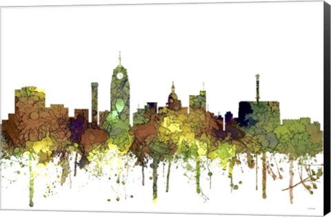 Framed Lansing Michigan Skylines Safari Buff Print