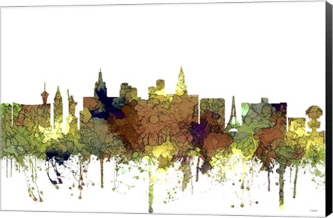 Framed Las Vegas Nevada Skyline 2 - Safari Buff Print