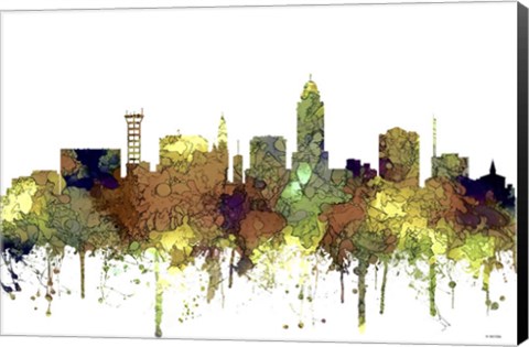 Framed Lincoln Nebraska  Skyline - Safari Buff Print